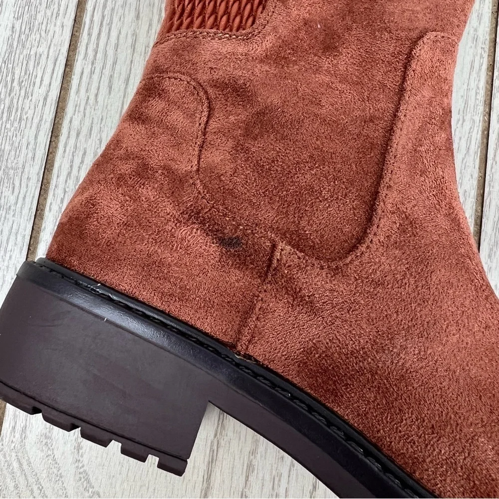 Kenneth Cole Reaction Women's Lionel Tall Boots 5M Caramel Cafe Micro $129